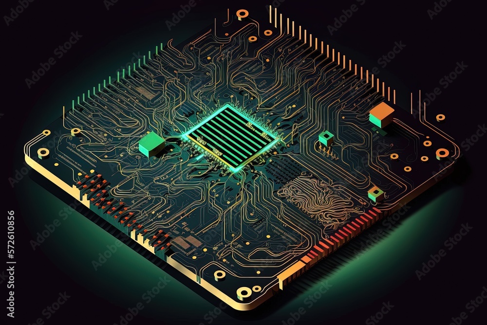 Aufkleber electrical circuit board for teaching about technology and money for f generative ai