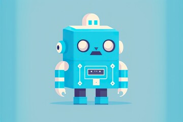 Fototapeta premium Cute robot flat illustration created with Generative AI 