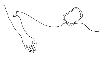 Obraz premium One continuous single line drawing of blood donor isolated on white background minimalism design.