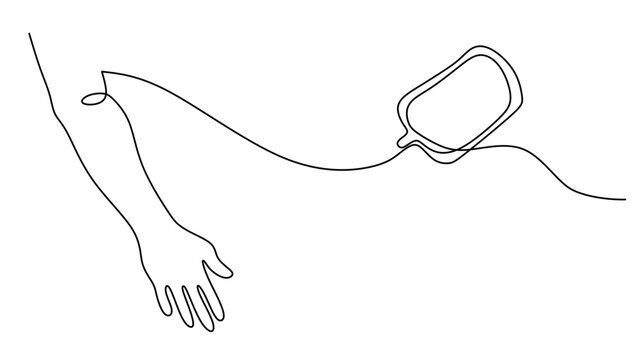 One continuous single line drawing of blood donor isolated on white background minimalism design.