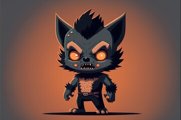Werewolf flat illustration created with Generative AI