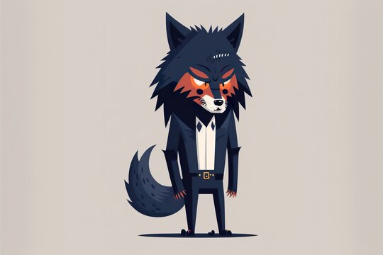 Werewolf flat illustration created with Generative AI