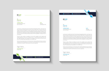 Business letterhead, Letterhead template with various colors, Letterhead template in flat style, Modern company letterhead template design