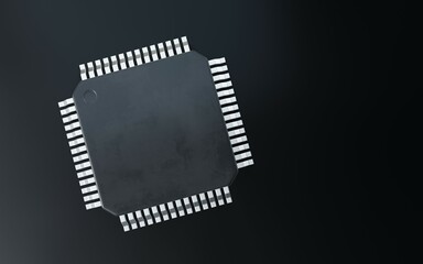 Fototapeta premium 3d render of microchip or semiconductor chip, for computing.