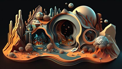 Futuristic homes, caves and buidlings by Generative AI