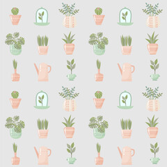 House plants seamless pattern