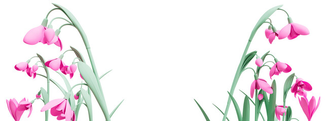 Spring concept pink floral banner cutout