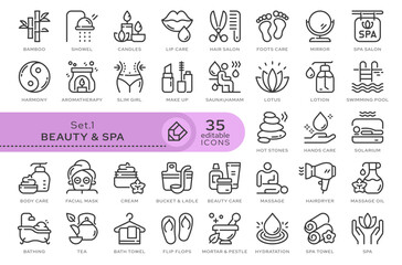 Set of conceptual icons. Vector icons in flat linear style for web sites, applications and other graphic resources. Set from the series - Beauty and SPA. Editable outline icon.	
