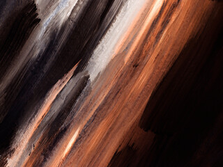 Abstract brown diagonal stripes, creative hand painted background with copy space, brush texture, acrylic painting.