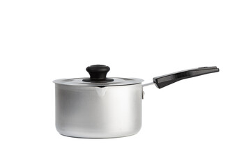 Closed kitchen aluminum ladle isolated on white background.