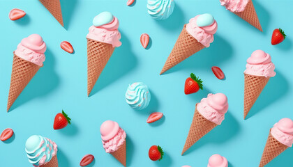 ice cream pattern background with pale colors