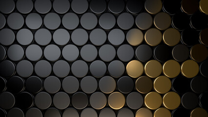 Luxury circle pattern abstract black metal background with dot gold.