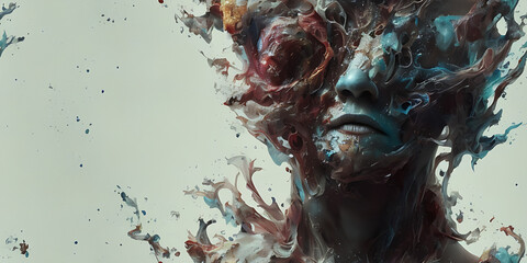 abstract background with ink watercolor dancing