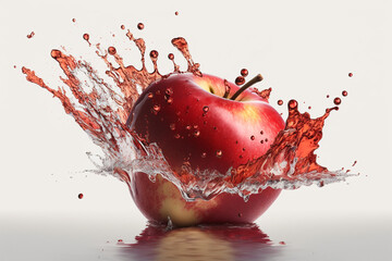 Fototapeta na wymiar Delicious Fresh Red Apple Splash on Water Background, Generative AI