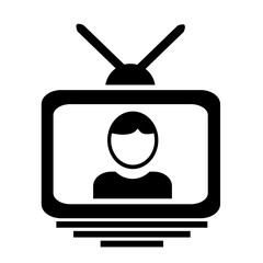 Vector illustration, web icon. Television and the presenter. TV broadcast . Isolated on a white background.