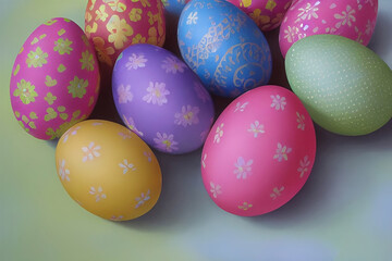 Fototapeta na wymiar colorful easter eggs with decorations