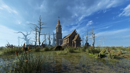 Old wooden church abandoned