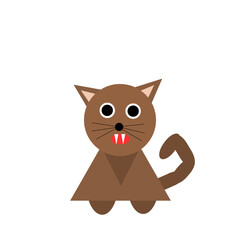 cat drawed by kid  easy cat element brown cat cartoon