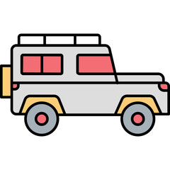 Travelling jeep Vector Icon fully editable

