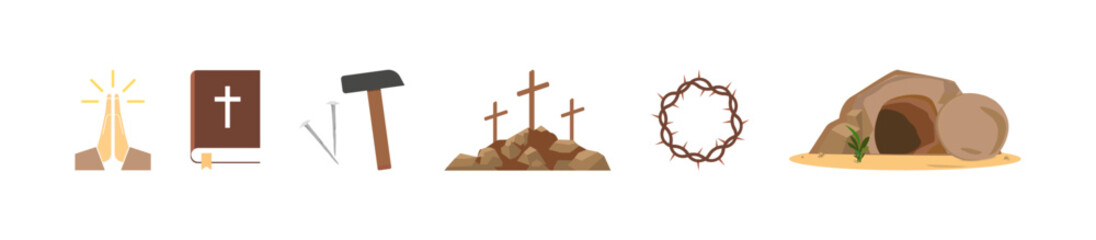 Risen icons set. Religion icons.