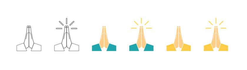 Folded hands icons set . Vector