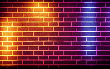 Fototapeta na wymiar Brick wall in neon light