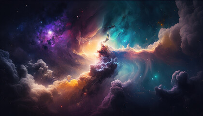 Fototapeta na wymiar Cosmic Wonder: Colorful Spiral Galaxy in Deep Space, with nebula and stars panorama