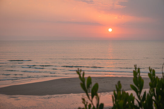 Landscape of sunset in Sao Pedro de Maceda beach. Ovar, Portugal.