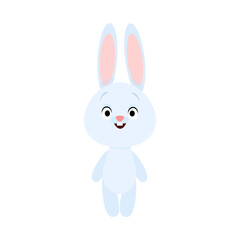 Cute blue easter bunny standing on a white background