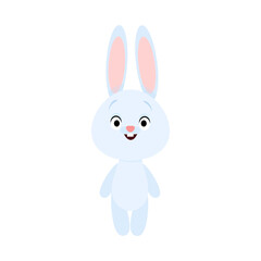 Cute blue easter bunny standing on a white background