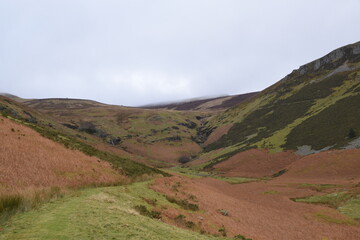 a view of the welsh mountains around pistyll rhaeadr