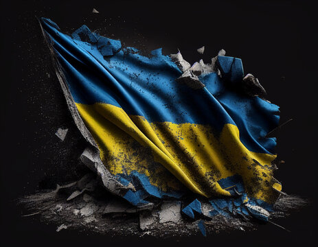  ukraine flag war torn tattered © joel