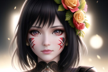 Fototapeta premium Portrait of a girl with flowers