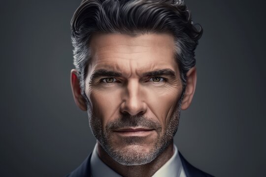 retrato de estudio hombre de 40 años elegante de  directivo de empresa, creado con IA generativa