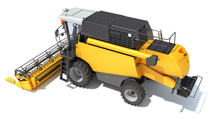 Combine Harvester 3D rendering on white background