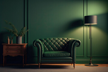 sofa with green color interior Generative AI