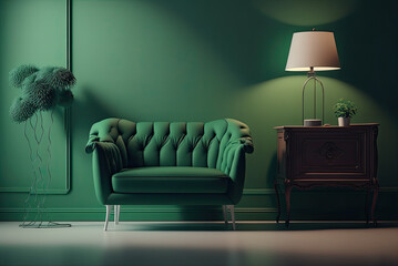 sofa with green color interior Generative AI