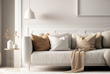 modern living room interior simple with white color Generative AI