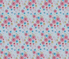 Floral pattern with trendy flowers viva magenta