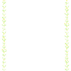 Obraz premium タンポポが並ぶかわいいフレーム。水彩絵の具で描いたイラスト。