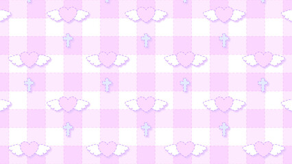 ゆめかわピンクチェック壁紙♪