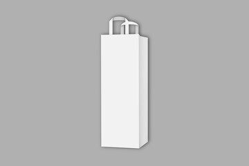 White paper icing bag for wine mockup isolated on a grey background. 3d rendering.
