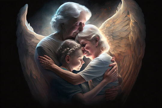 Grandchildren, Boys And Girls, Reunite With The Guardian Grandparents, Nana And Papa, Who Are Now Angels In Heaven, Protecting Their Family From Above