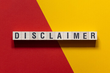 Disclaimer - word concept on cubes
