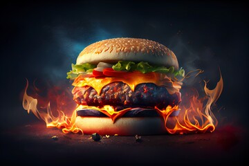 burger on fire
