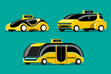 Set of Hitech taxi car in modern design vector