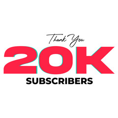 20K subscribers celebration greeting banner on Transparent Background	
