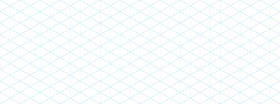 Blue isometric grid graph paper background. Seamless pattern guide background. Desigh for engineering or mechanical layout drawing. Vector illustration
