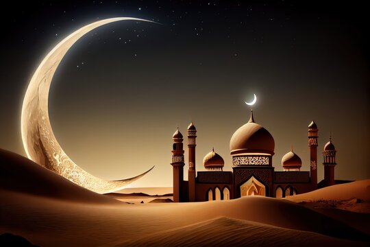 A beautiful Islamic mosque in the desert