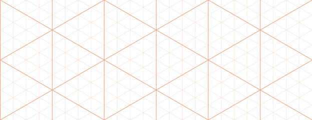 Orange isometric grid graph paper background. Seamless pattern guide background. Desigh for engineering or mechanical layout drawing. Vector illustration